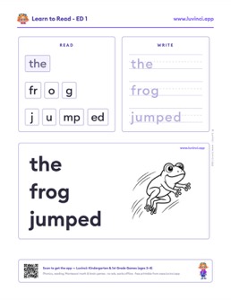 Free printable suffixes phonics worksheet: “the frog jumped” (UFLI lessons 63–68), kindergarten and 1st grade